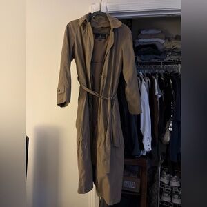 London Fog Tan Lined Trench Coat with Tie Belt